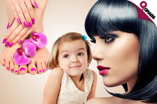 From QR65 Get a Girl's OR Woman's Hair Cut & Blow Dry OR Enjoy a Mani / Pedi with Paraffin OR Get a Night Makeup Application! (Up to QR450 Value)